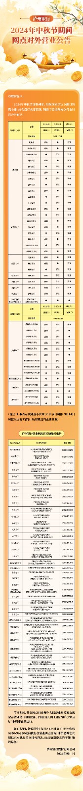 2024年中秋节期间网点对外营业公告（官网、微信公众号）