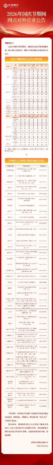 2026年国庆节期间网点对外营业公告（官网、微信版）